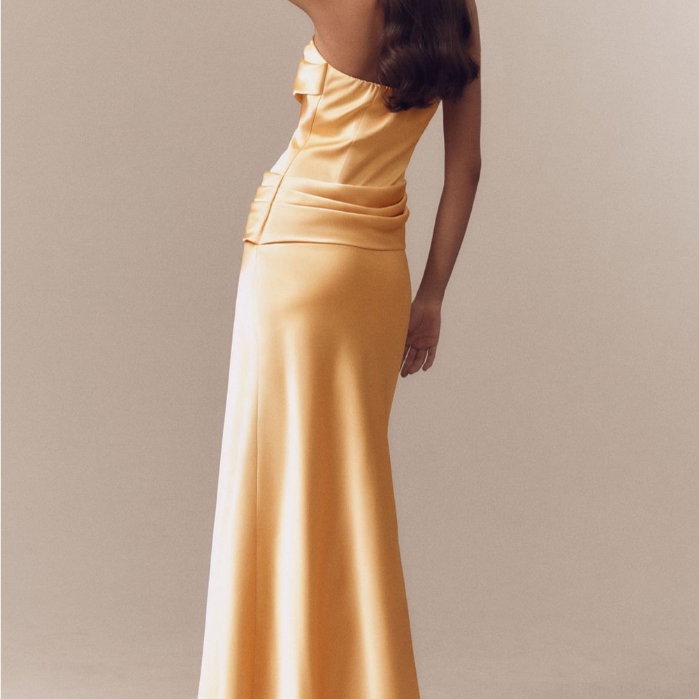 Glamorous Strapless Satin Dress in Gold - Picture 2 of 4
